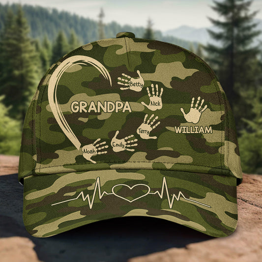 Grandpa Dad Kids Handprints - Personalized Father Classic Cap