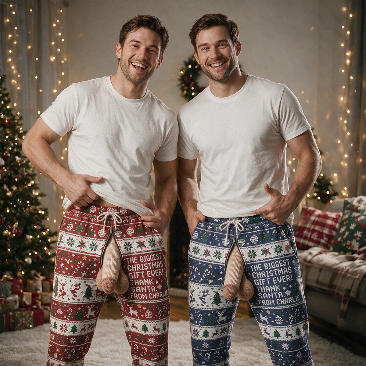 Funny Body Part Couple Gift - Personalized Spicy Couple Unisex Sweatpants