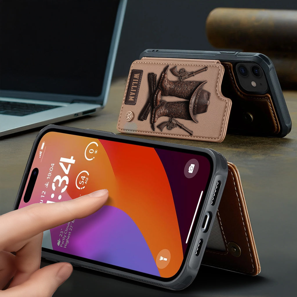 Western Spirit - Étui portefeuille personnalisé style western pour téléphone