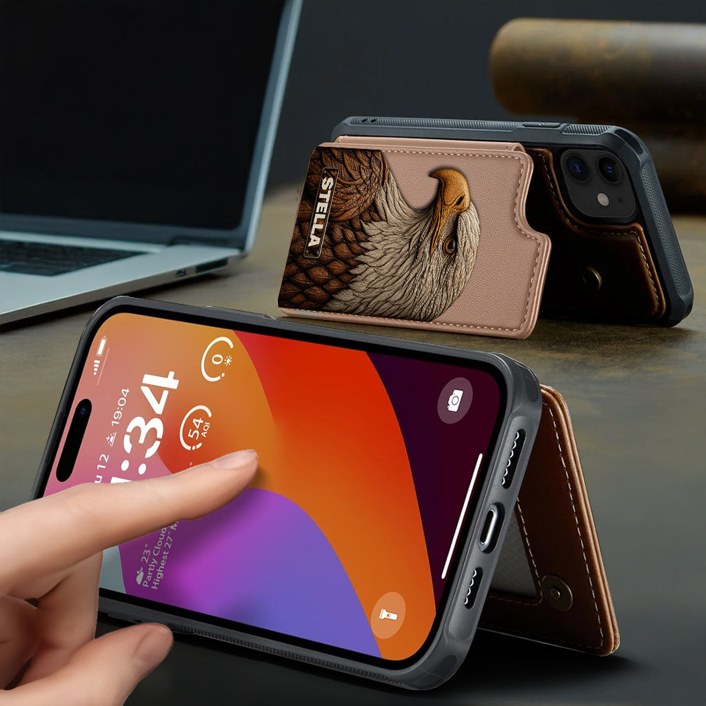 Majestätischer Adler – Personalisierte Handyhülle mit Weißkopfseeadler-Geldbörse