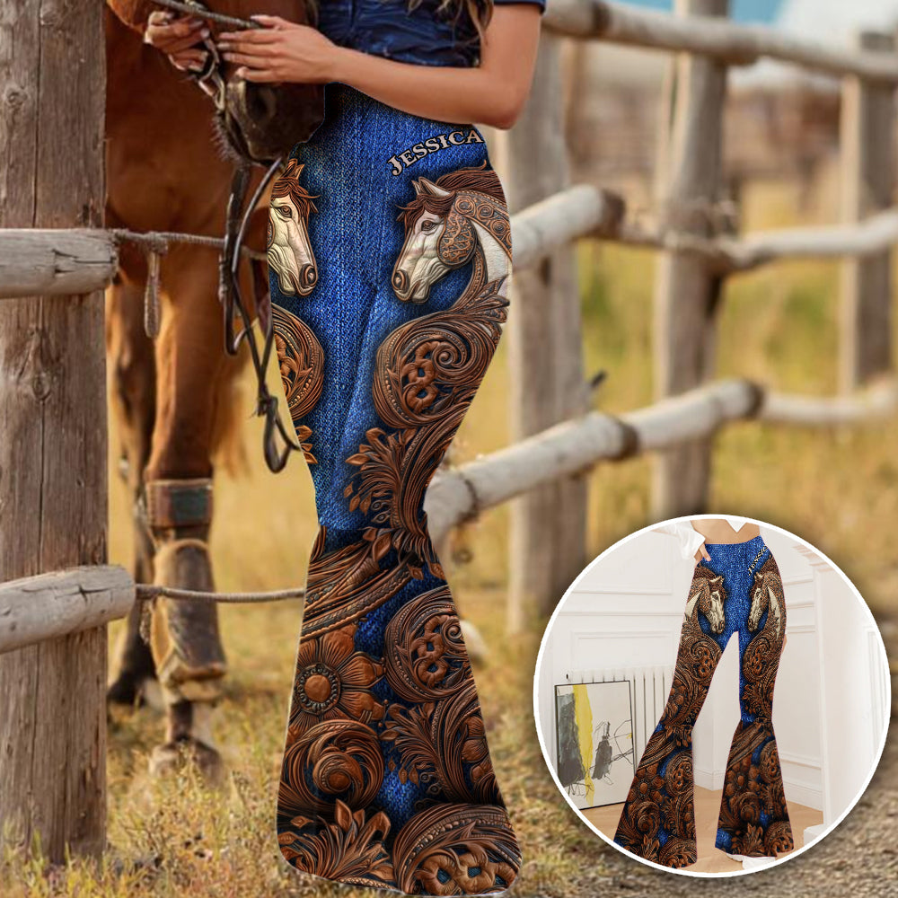 Cowgirl Horse - Personalized Horse Flare Leggings