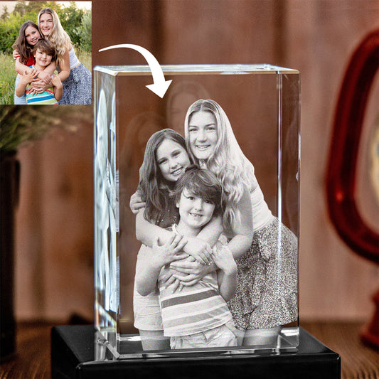 Custom Photo - Personalized Kid Laser Engraving 3D Cuboid Shaped Crystal Lamp
