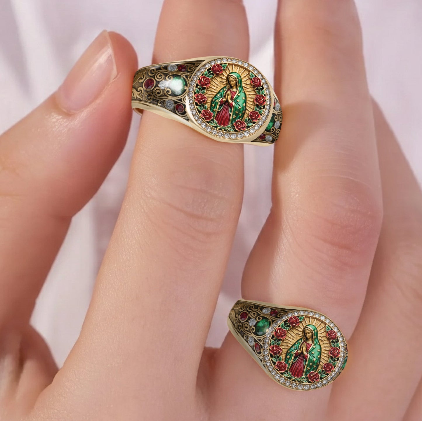 Protected By Mary - Personalized Christian Signet Ring