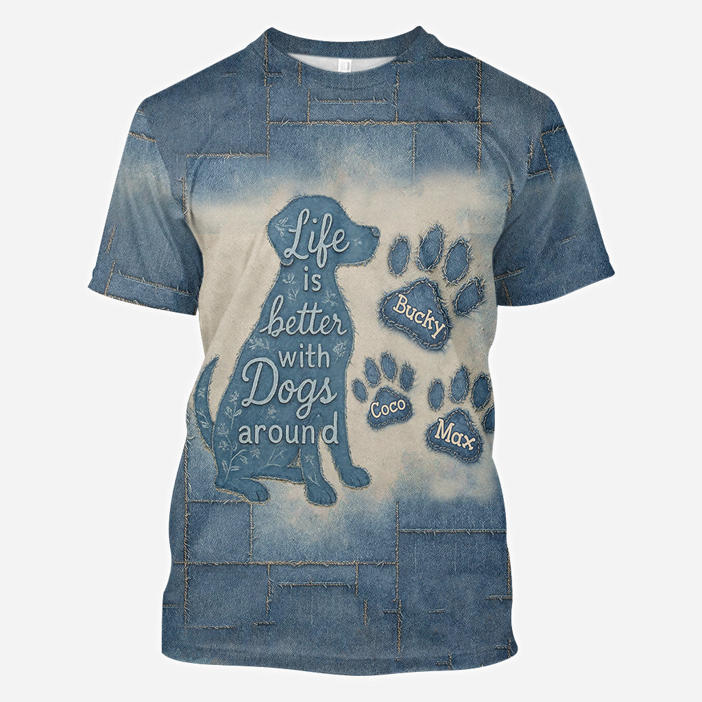 Life Is Better With Dogs - Personalized Dog All Over Shirt