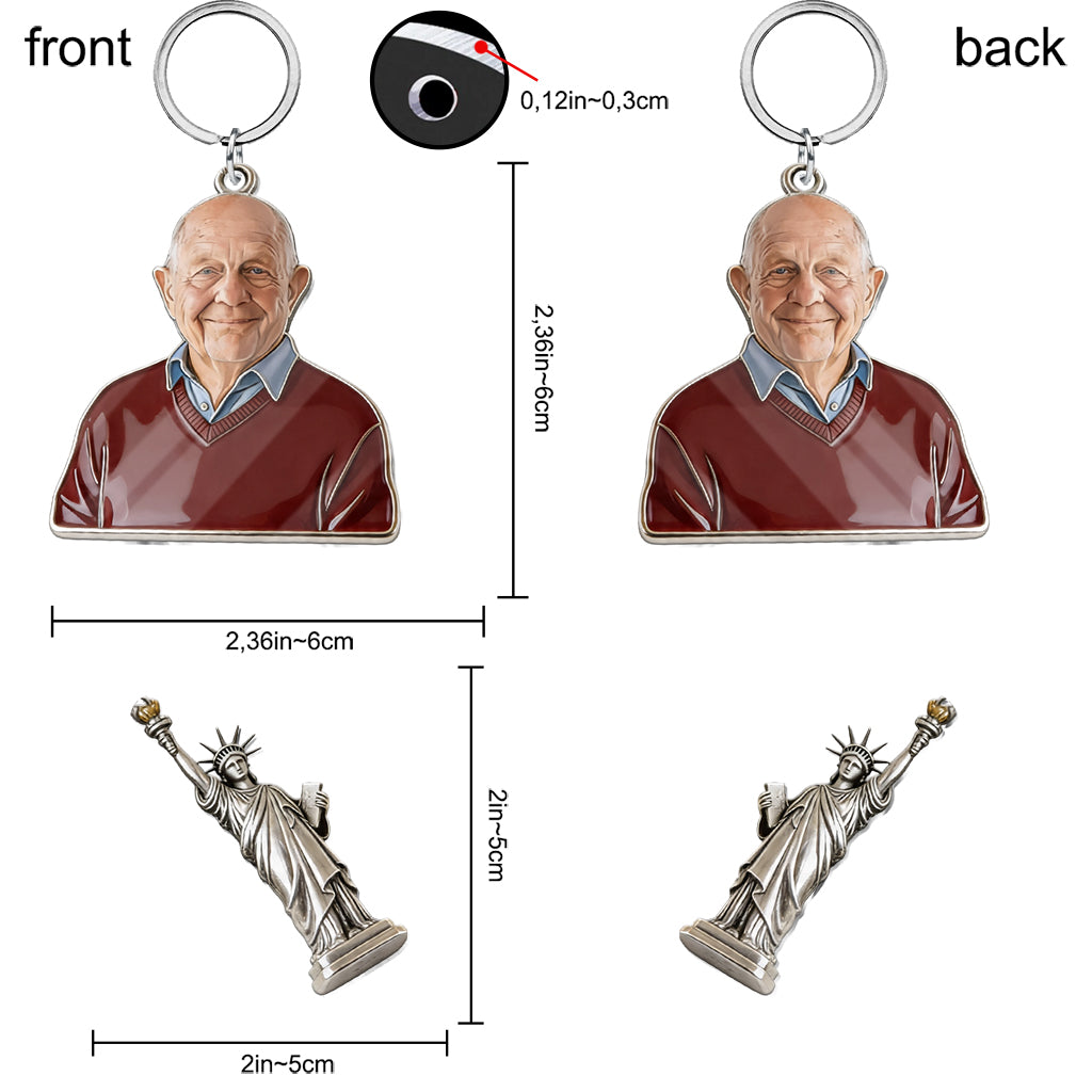 Custom Any Photo - Personalized Patriot Premium Keychain With Charms