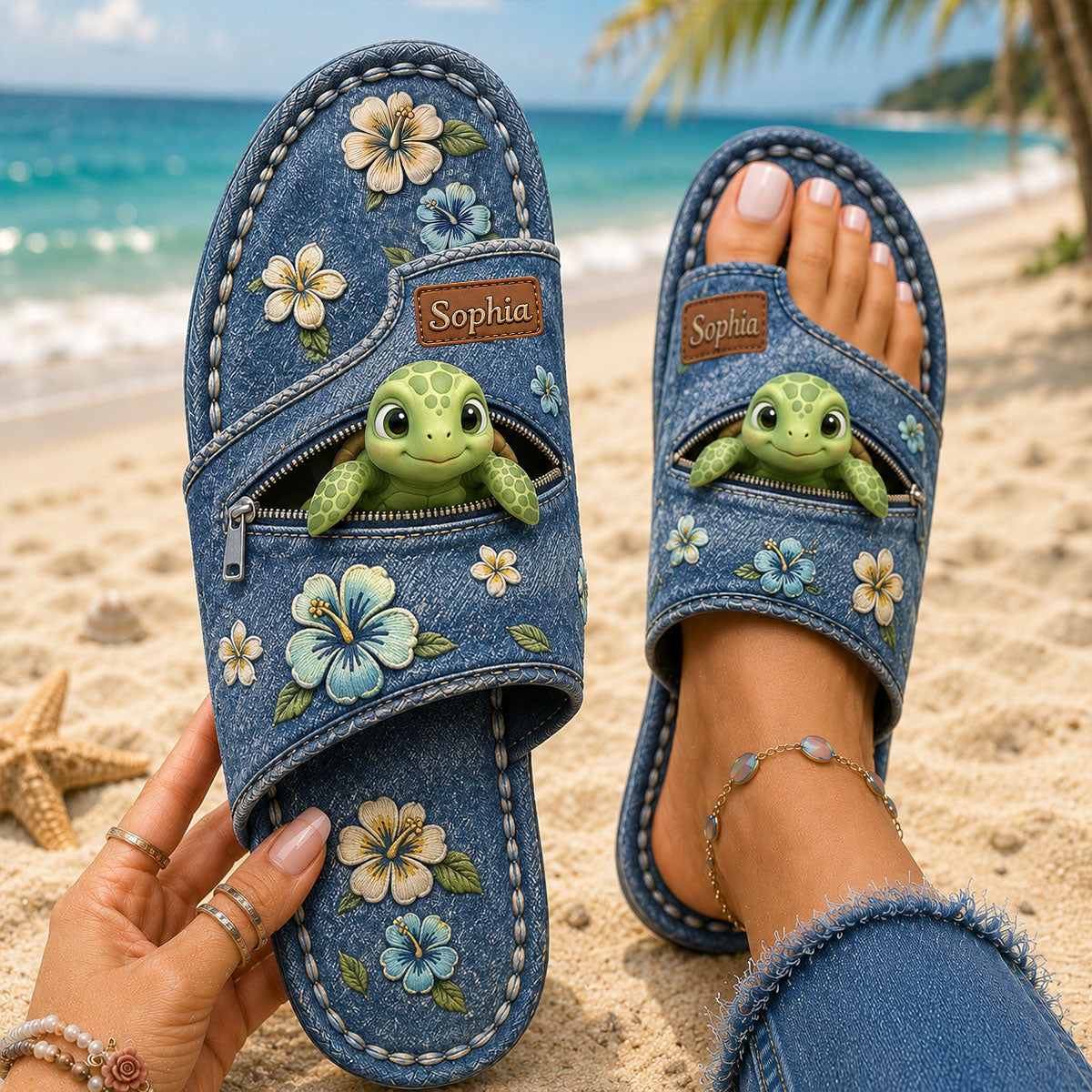 Tongs Tortue - Sandales Ouvertes Personnalisées