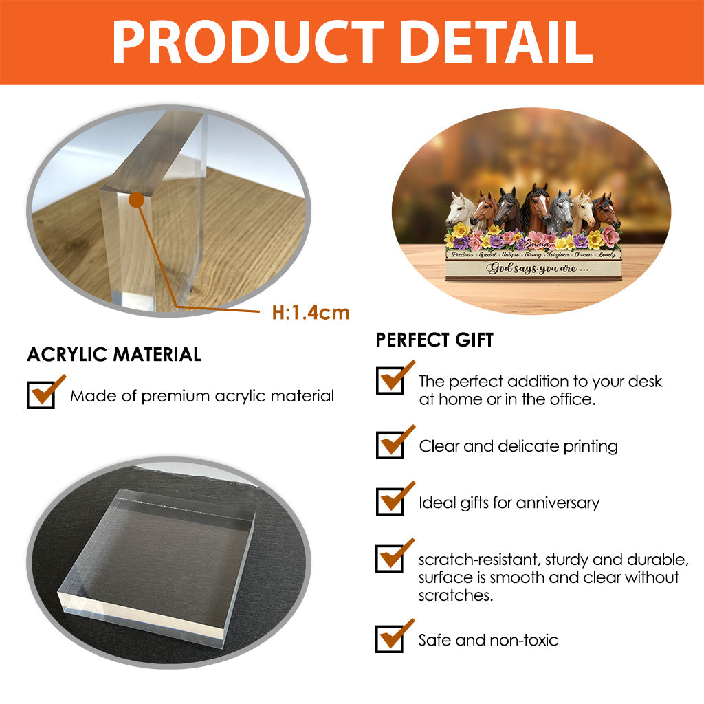 God Says You Are - Personalized Horse Custom Shaped Acrylic Plaque