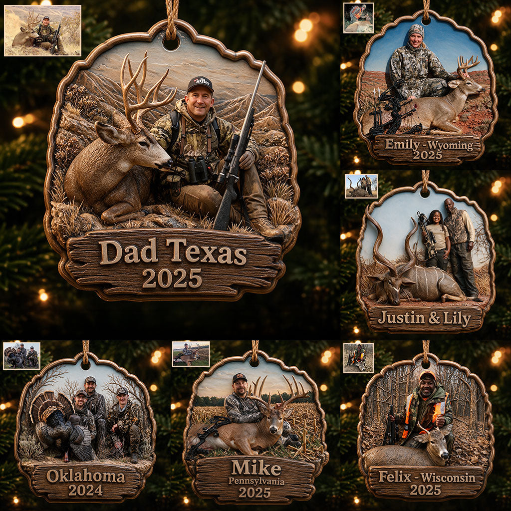 Gift for Hunters - Personalized Hunting Premium 3D Ornament