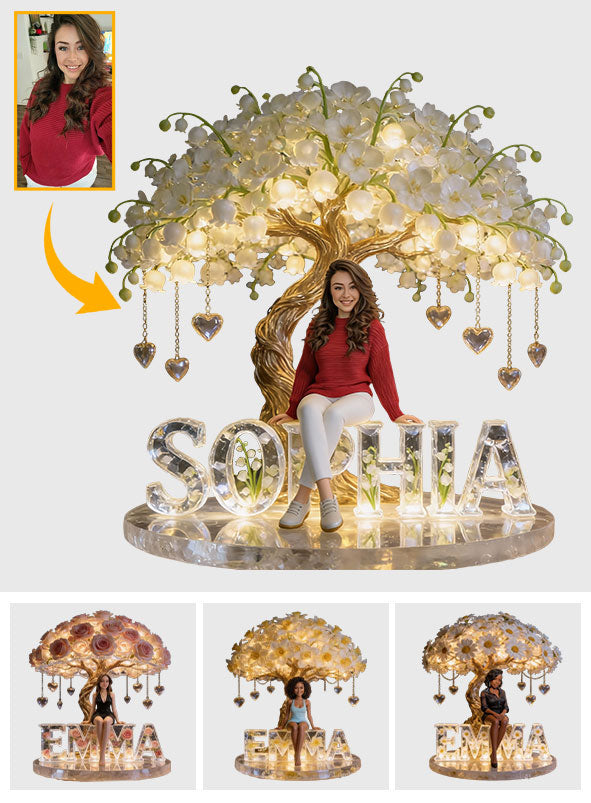 Veilleuse LED acrylique personnalisée avec photo et fleur de naissance - Veilleuse LED acrylique - Un cadeau d'amour-propre unique