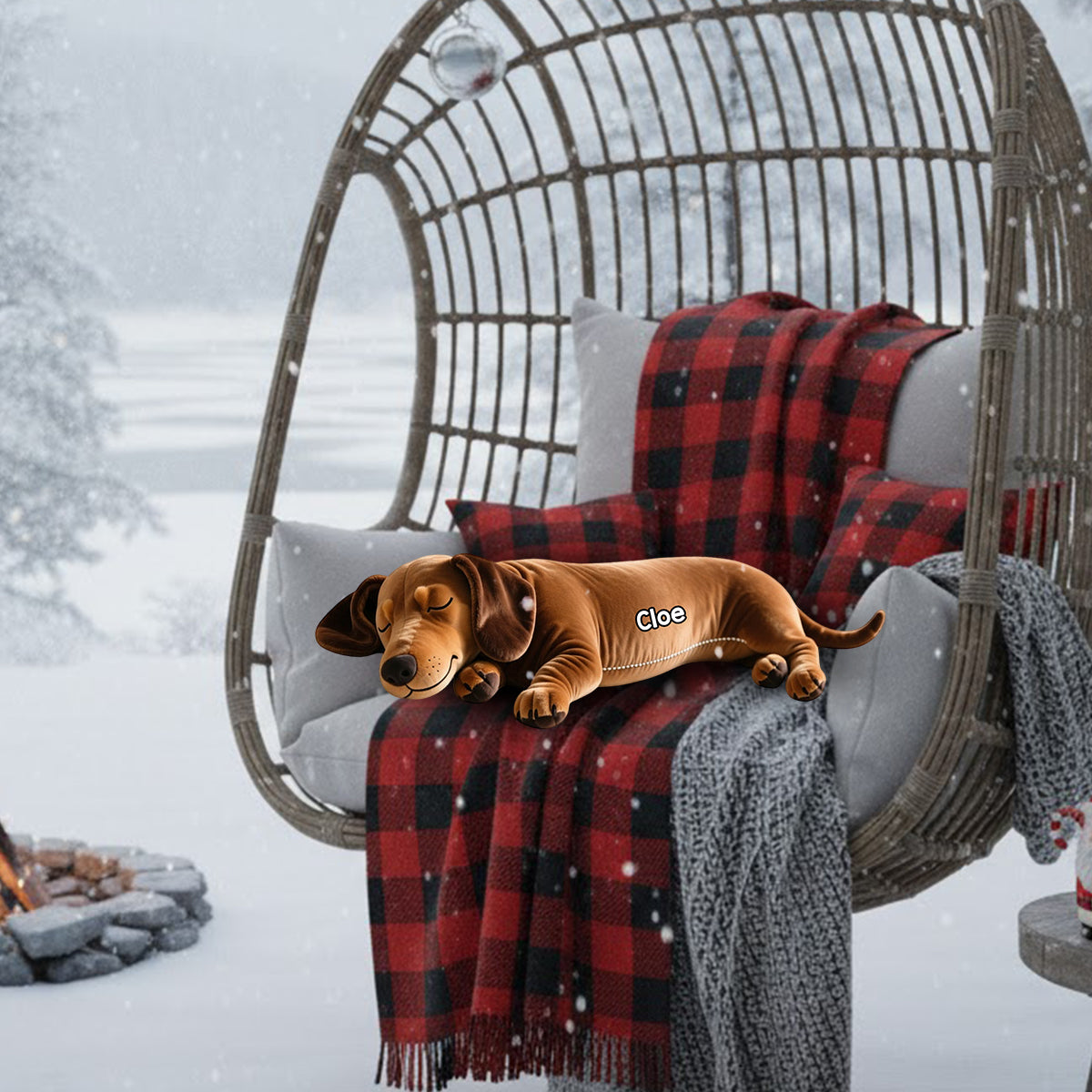 Sleeping Dog Perfect Gift For Dog Mom/Dog Dad - Personalized Dachshund Faux Fur Shaped Pillow