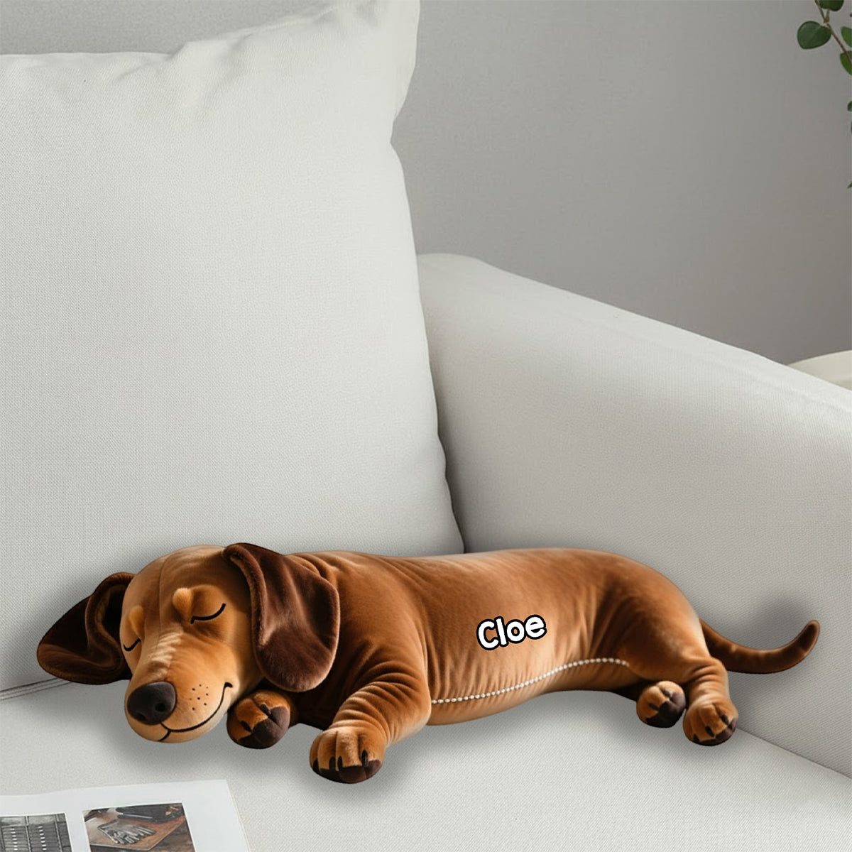 Sleeping Dog Perfect Gift For Dog Mom/Dog Dad - Personalized Dachshund Faux Fur Shaped Pillow