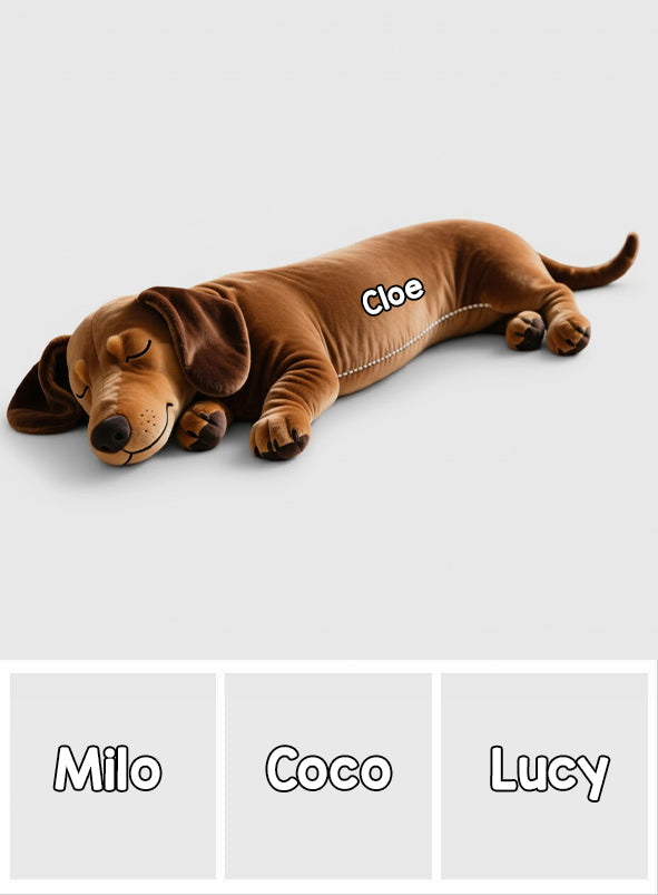 Sleeping Dog Perfect Gift For Dog Mom/Dog Dad - Personalized Dachshund Faux Fur Shaped Pillow