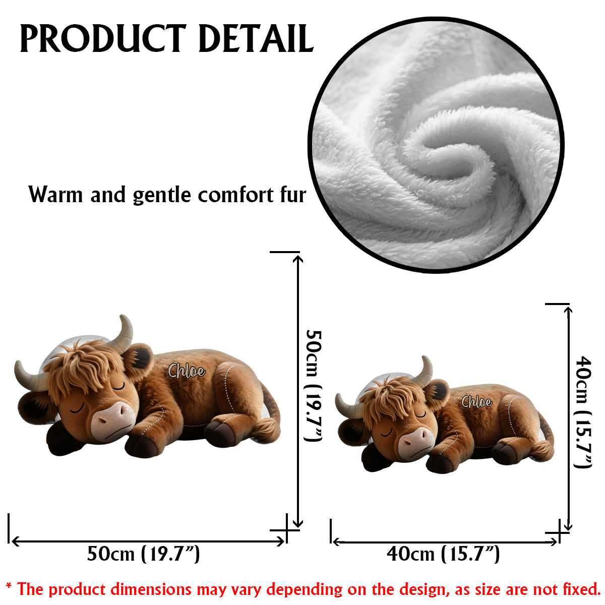 Sleeping Highland Cow - Personalized Highland Cow Faux Fur Shaped Pillow