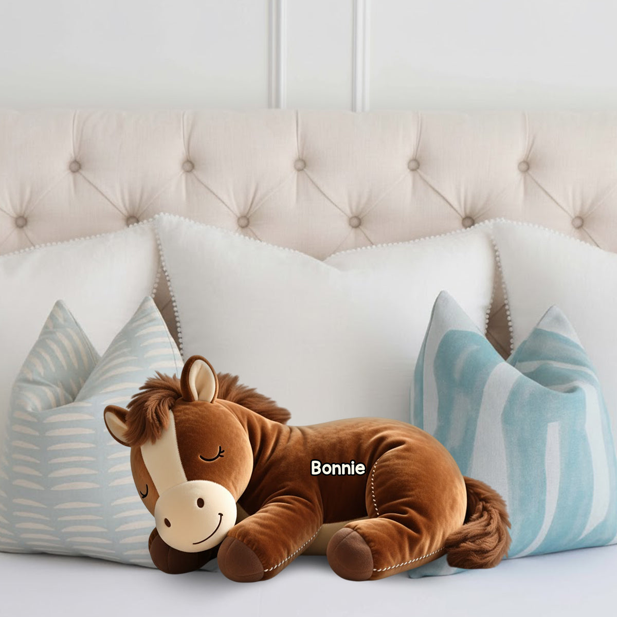 Sleeping Pony - Personalized Horse Faux Fur Shaped Pillow