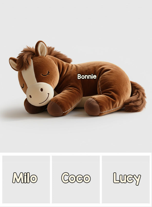 Sleeping Pony - Personalized Horse Faux Fur Shaped Pillow