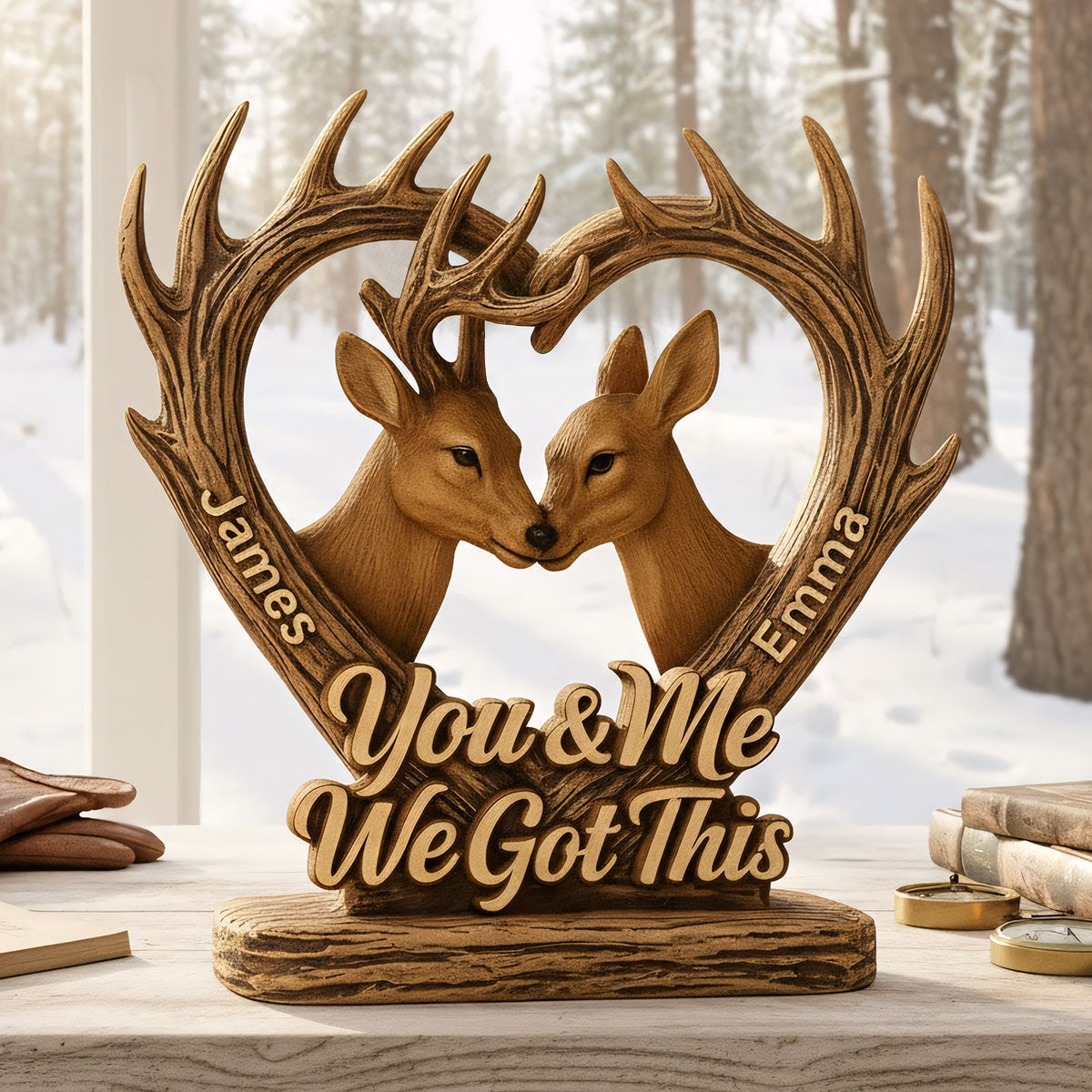 You And Me We Got This Deer Hunting - Personalized Hunting Custom Shaped Wood Plaque
