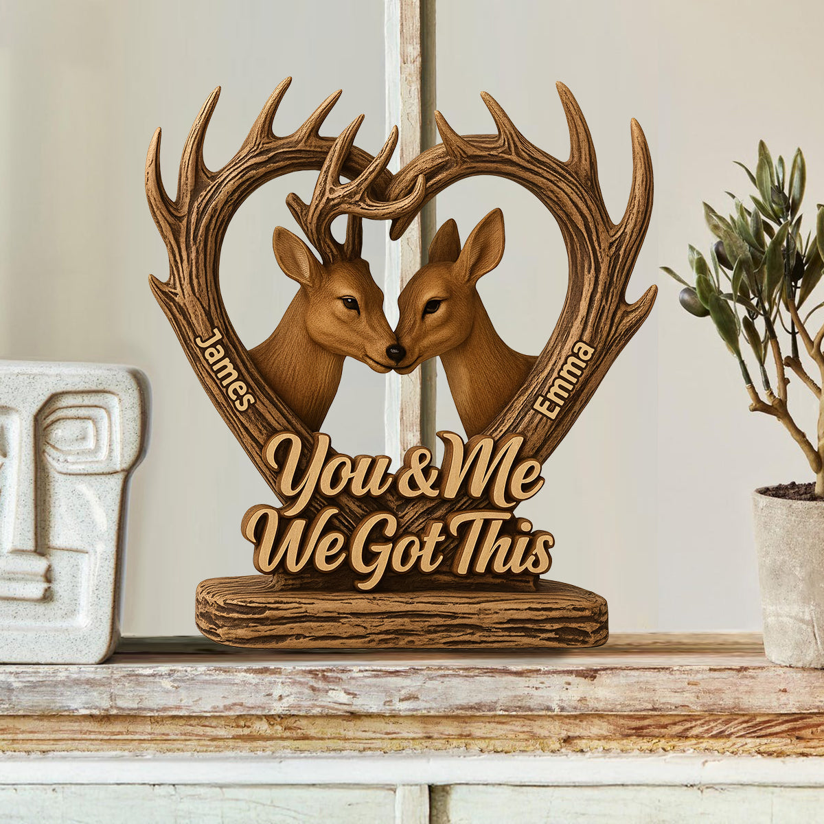 You And Me We Got This Deer Hunting - Personalized Hunting Custom Shaped Wood Plaque