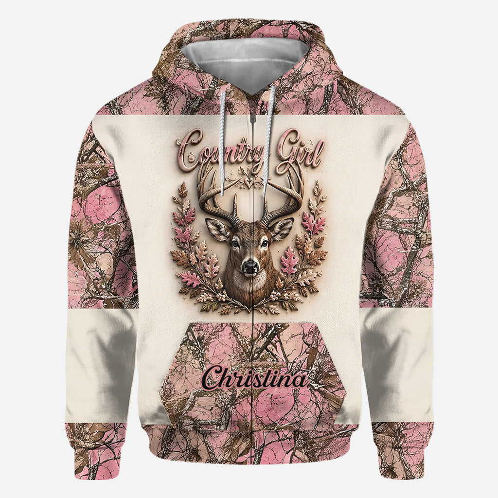 Country Girl - Personalized Hunting All Over Shirt
