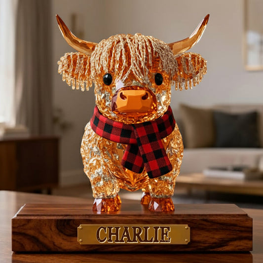 Cute Highland Cow - Personalized Highland Cow Custom Shaped Acrylic Plaque