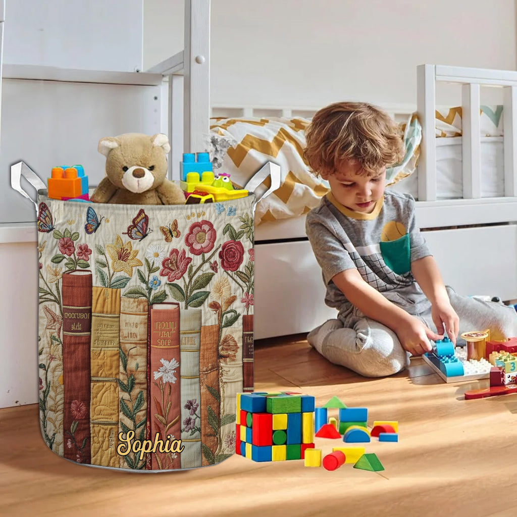 Fleurs de livres - Panier de rangement de livres personnalisé