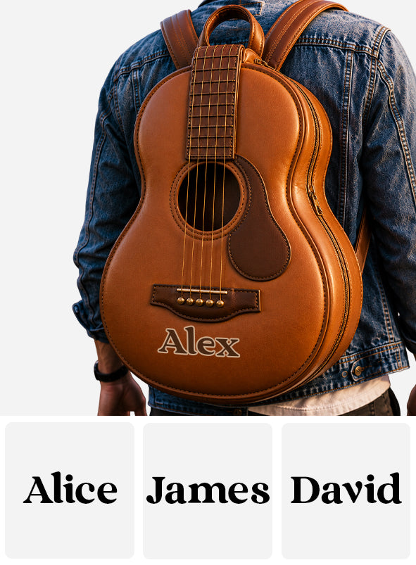 Love Guitar - Personalized Guitar Changeable Leather Patch Backpack