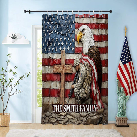 Eine Nation unter Gott – Personalisierter Verdunkelungsvorhang/Gardinen-Set mit Weißkopfseeadler-Motiv