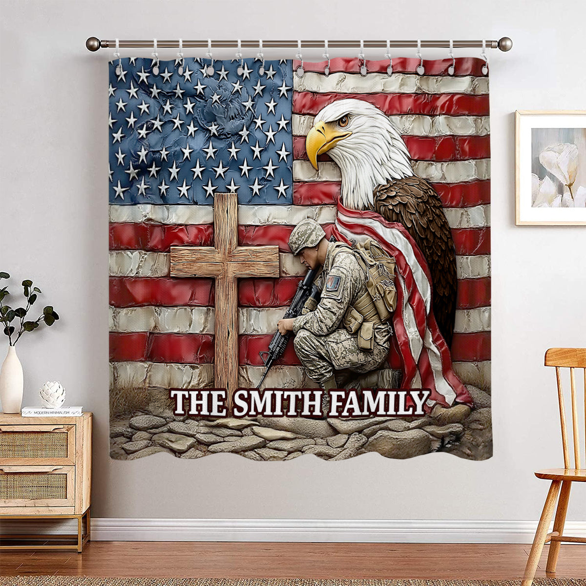 One Nation Under God - Personalized Bald Eagle Blackout Window Curtain/ Drapes Set