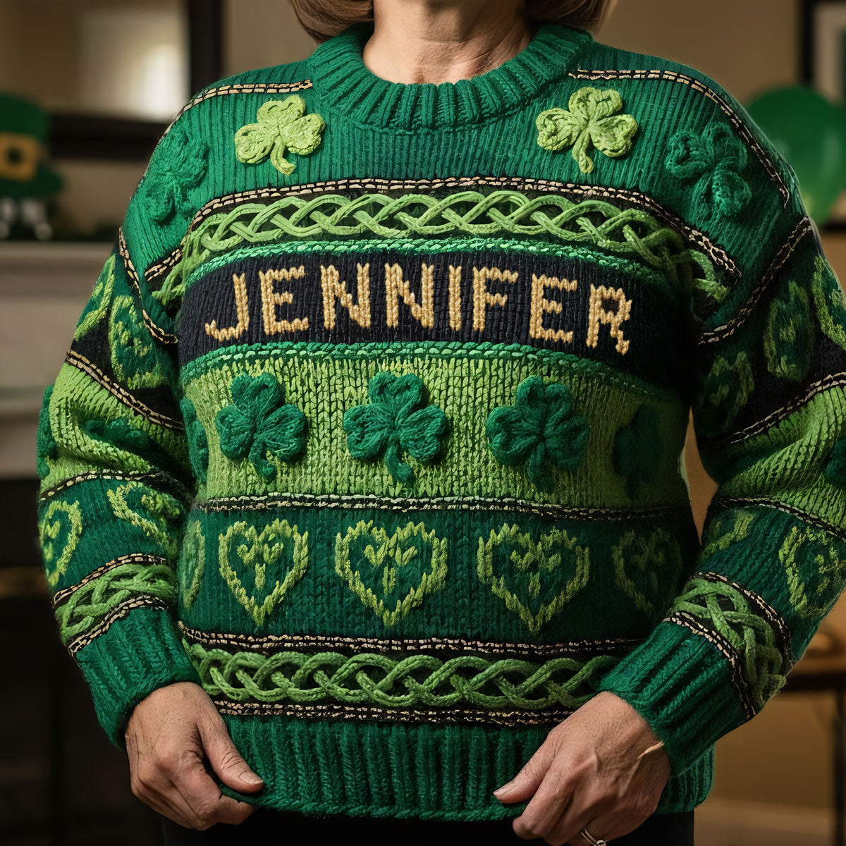 Lucky Shamrock - Personalized Irish Ugly Sweater