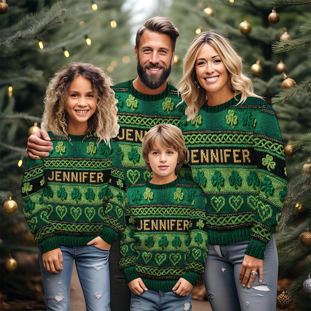 Lucky Shamrock - Personalized Irish Ugly Sweater