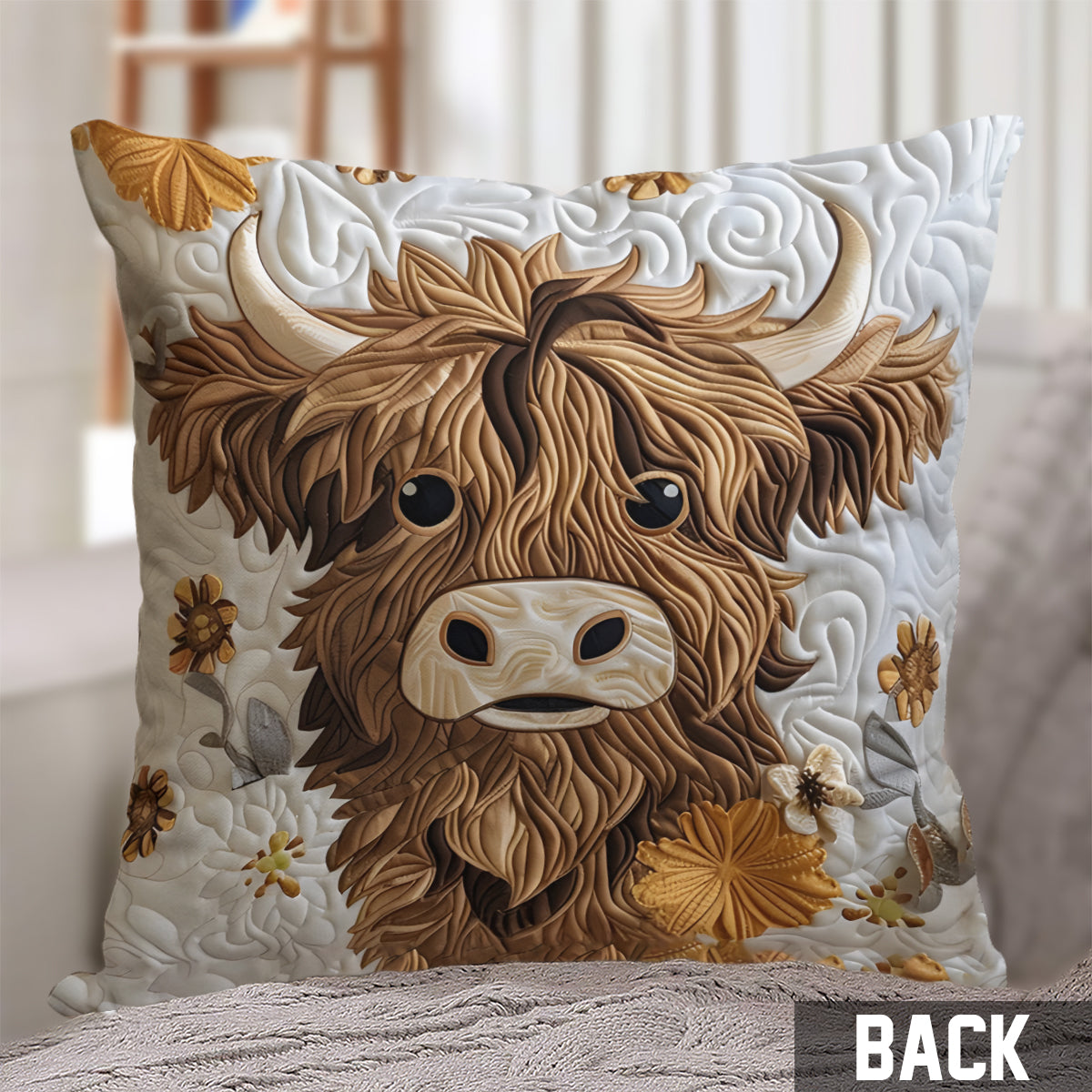 Fluffy Highland Cow - Highland Cow Throw Pillow