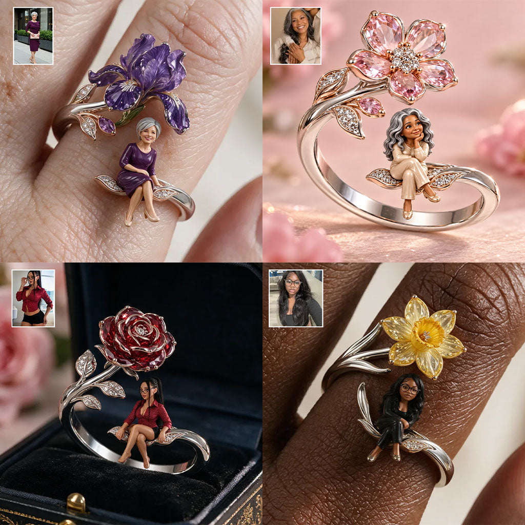 Custom Your Favorite Flower - Personalized Self Love Adjustable Shaped Ring