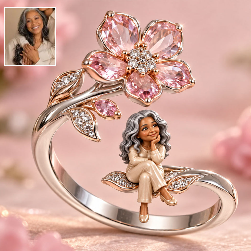 Custom Your Favorite Flower - Personalized Self Love Adjustable Shaped Ring