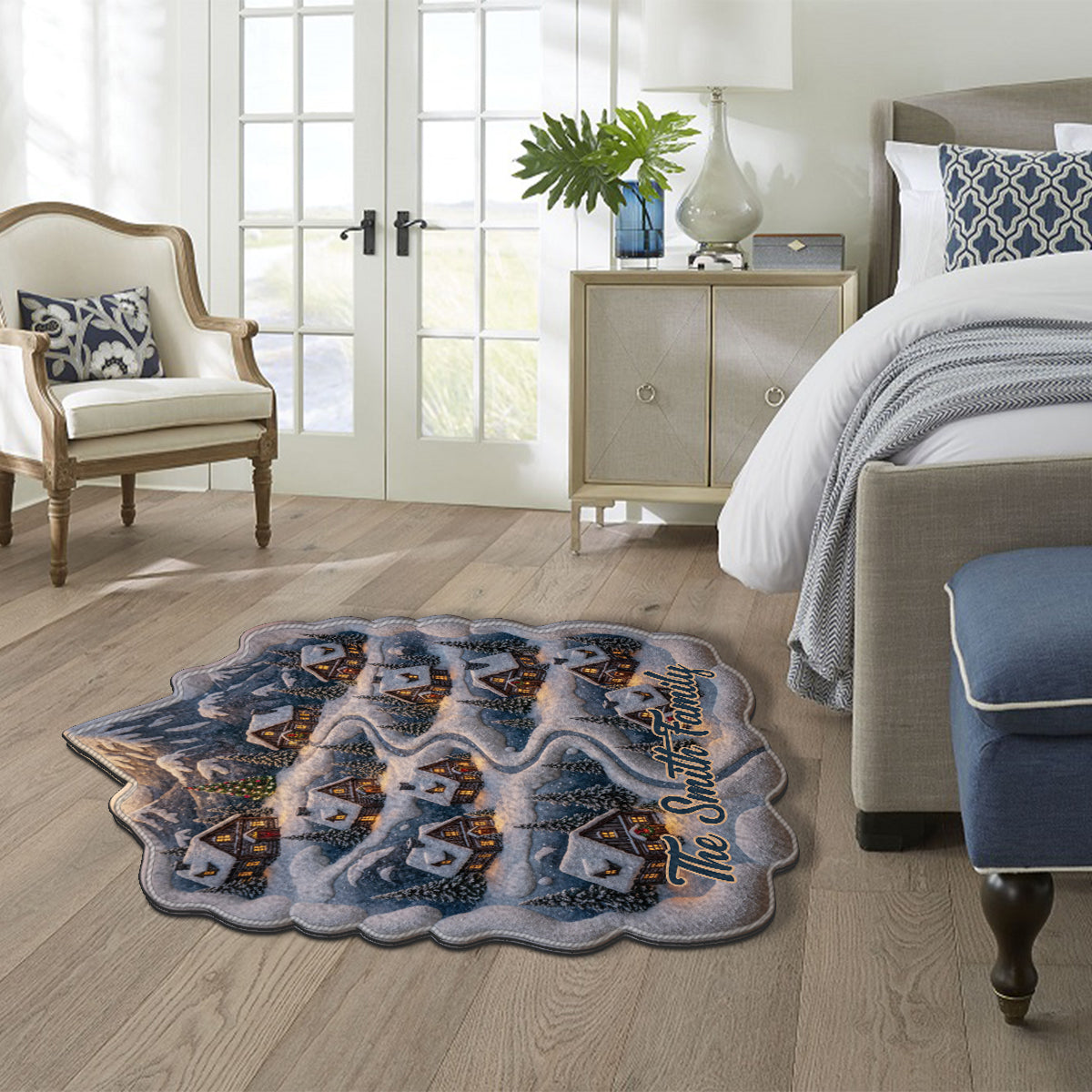 Snowy Mountain Village - Personalized Family Non-Slip Tufted Rug