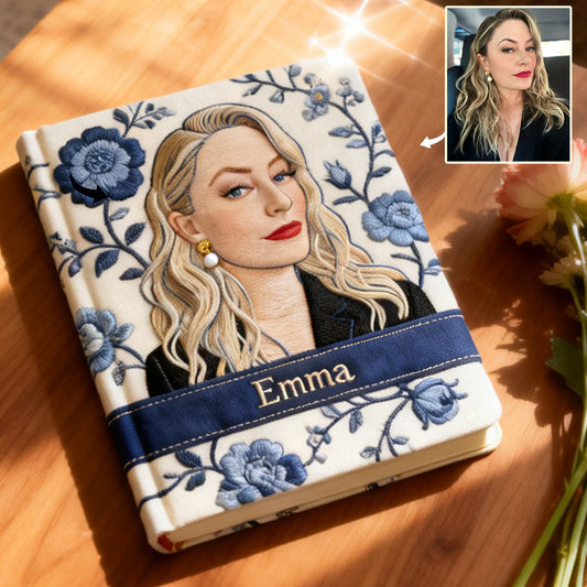 Personalisierbares Notizbuch aus Leder mit Foto und Geburtsblume – Selbstliebe-Notizbuch