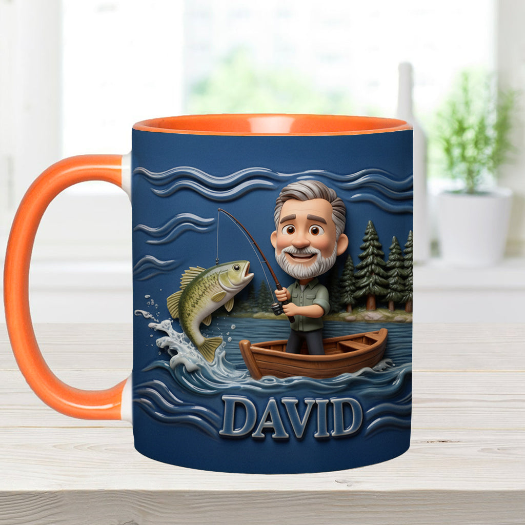 Funny Caricature Custom Mug From Any Photo - Personalized Fishing Accent Mug