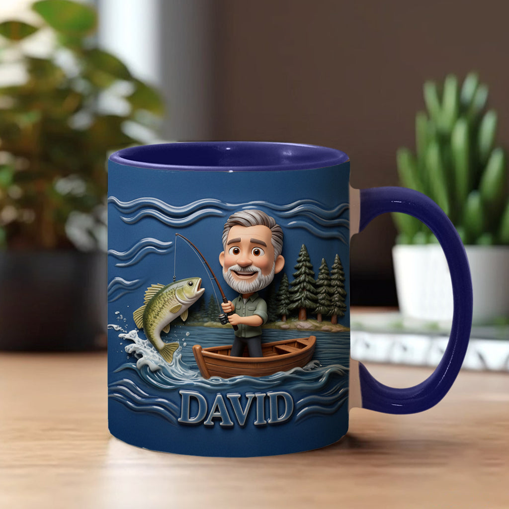 Funny Caricature Custom Mug From Any Photo - Personalized Fishing Accent Mug