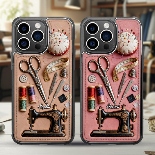 Love Sewing - Personalized Sewing Fully Printed Wallet Phone Case