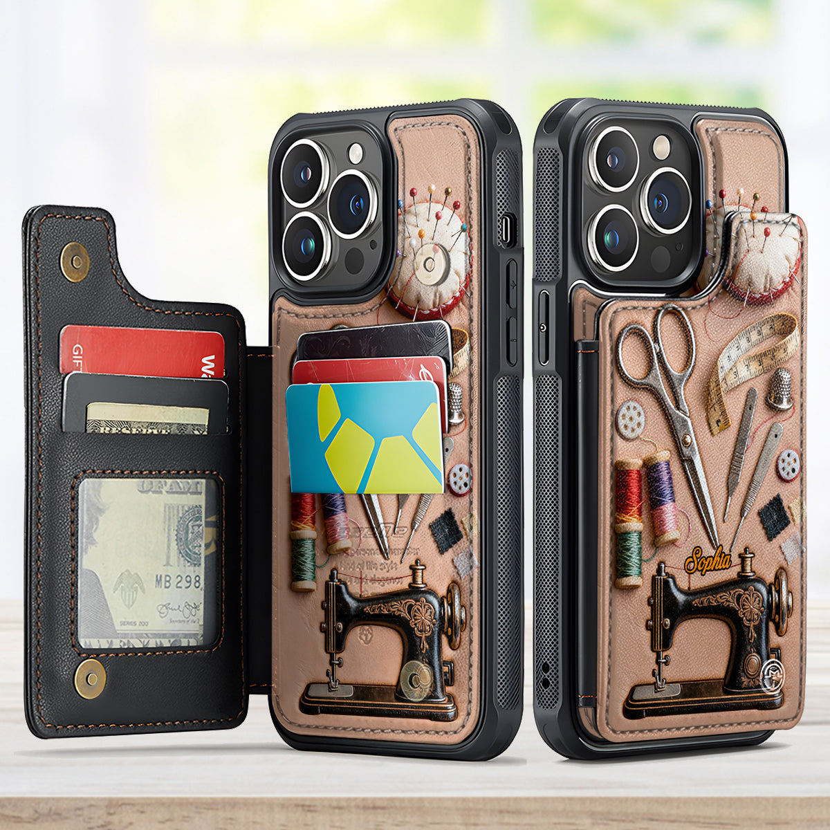 Love Sewing - Personalized Sewing Fully Printed Wallet Phone Case