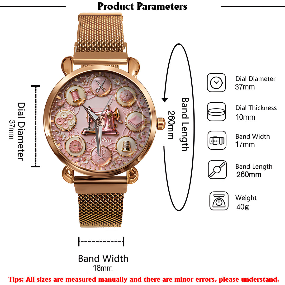 Love Sewing - Personalized Sewing Women Hand Watch