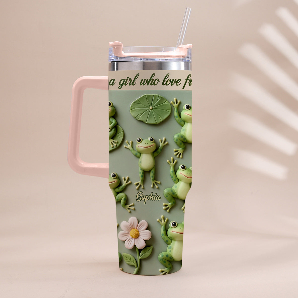 Just A Girl Who Loves Frogs - Personalized Frog Tumbler With Handle