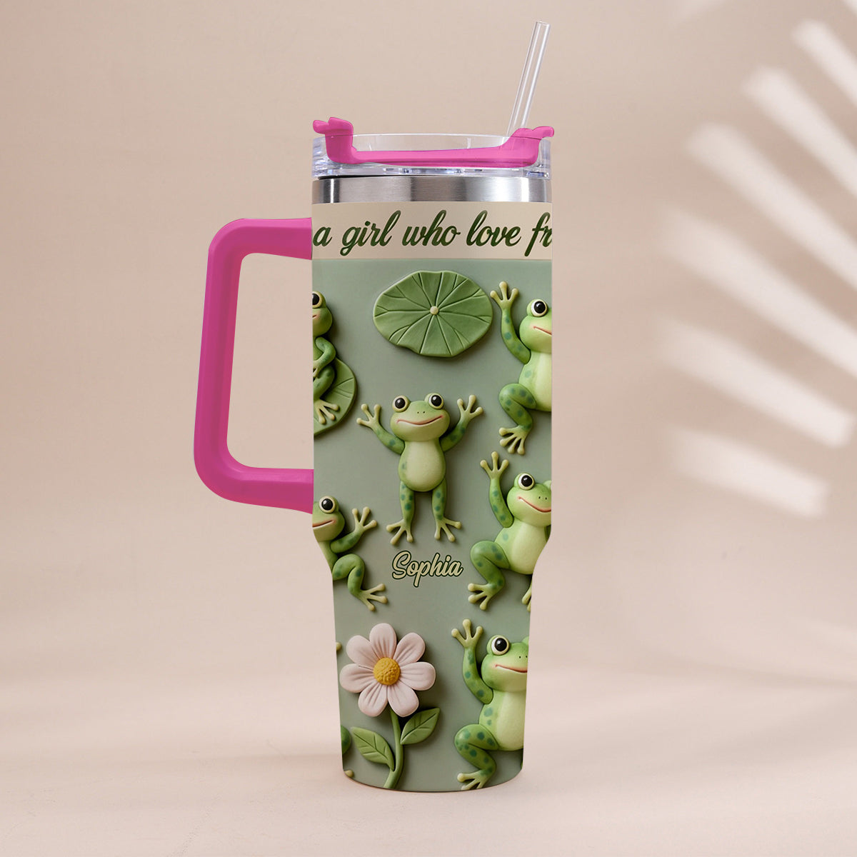 Just A Girl Who Loves Frogs - Personalized Frog Tumbler With Handle