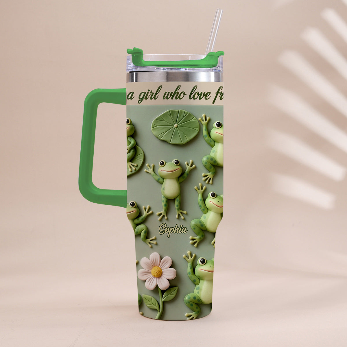 Just A Girl Who Loves Frogs - Personalized Frog Tumbler With Handle
