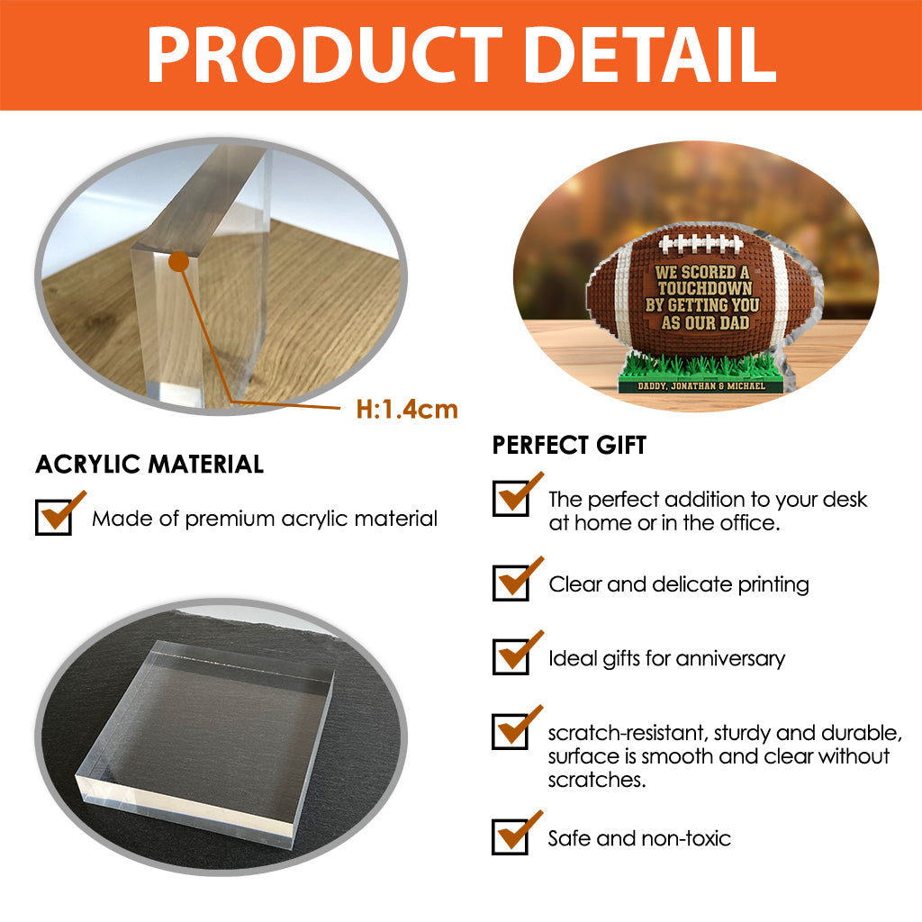 American Football Dad - Personalized Football Custom Shaped Acrylic Plaque