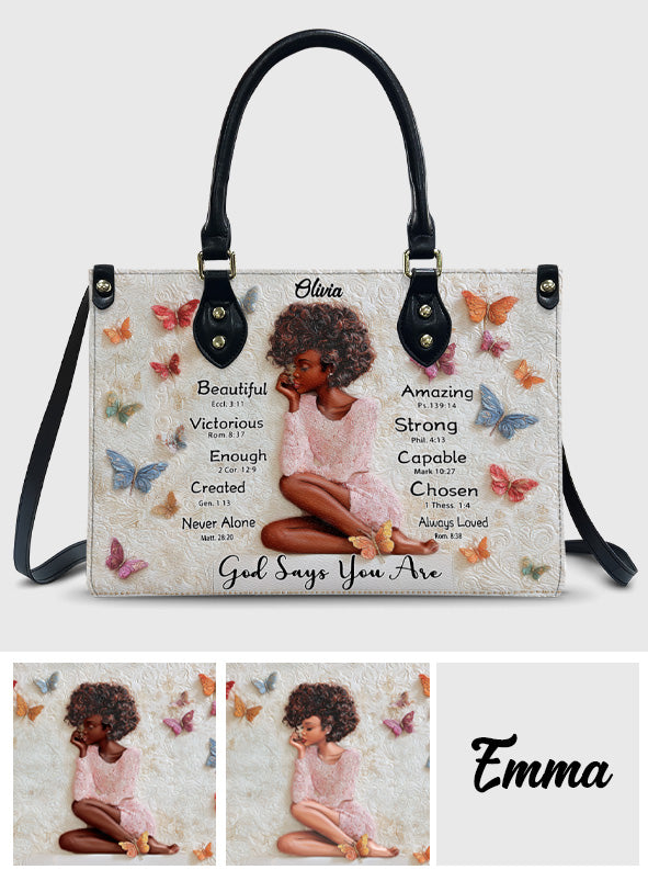 God Says You Are - Personalized African American Leather Handbag