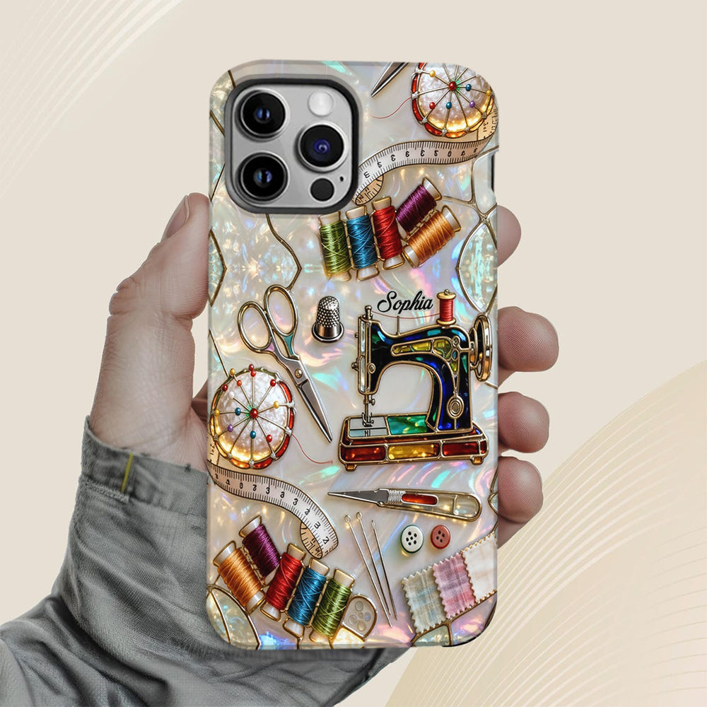 Ich liebe Nähen – Personalisierte Handyhülle mit Nähmotiv