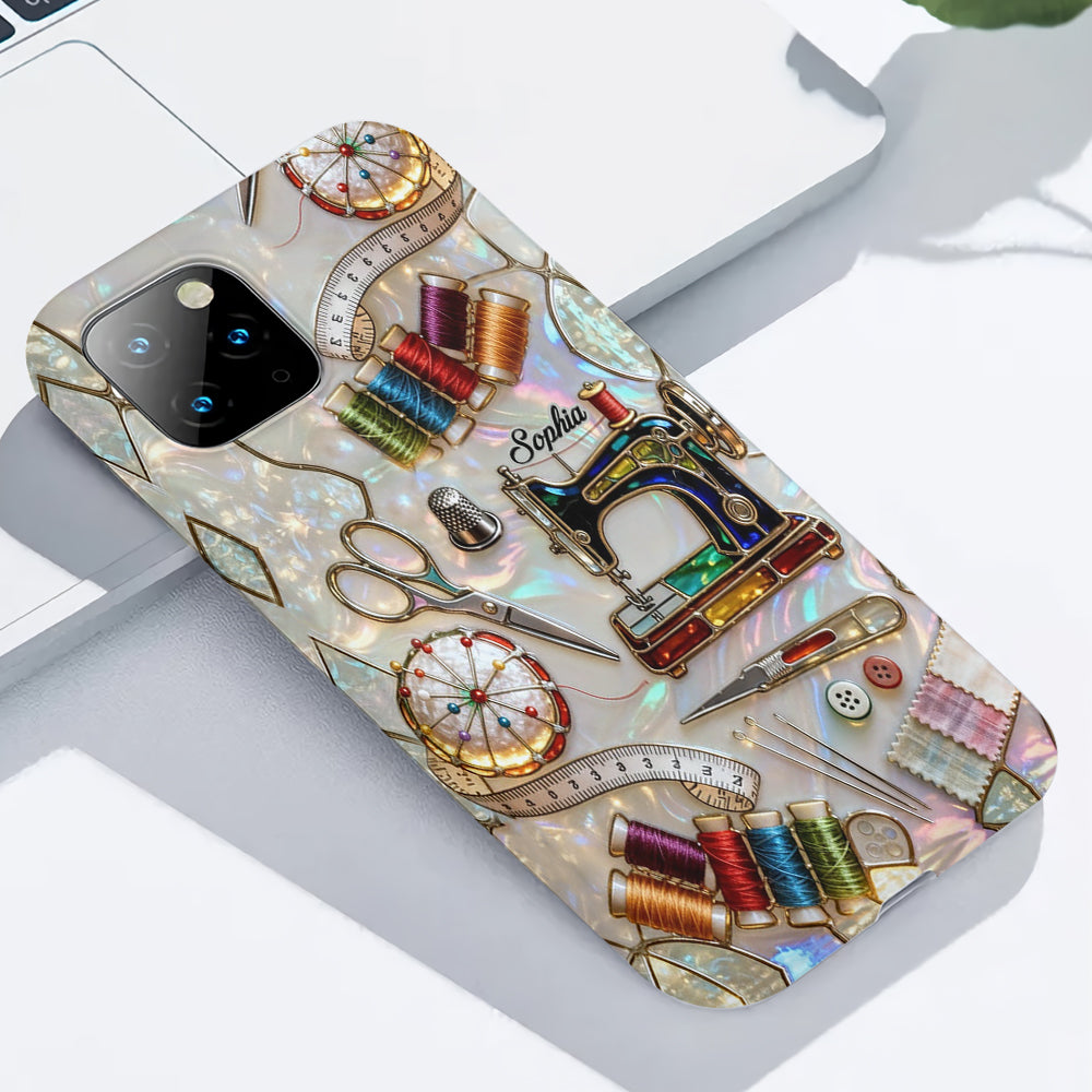 Ich liebe Nähen – Personalisierte Handyhülle mit Nähmotiv