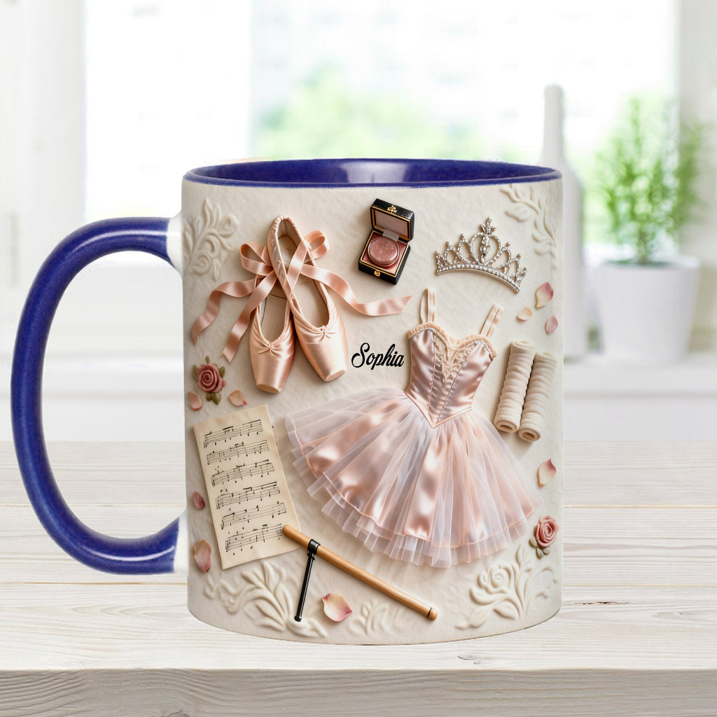 Liebe zum Ballett – Personalisierte Tasse und Untersetzer mit Ballettmotiv