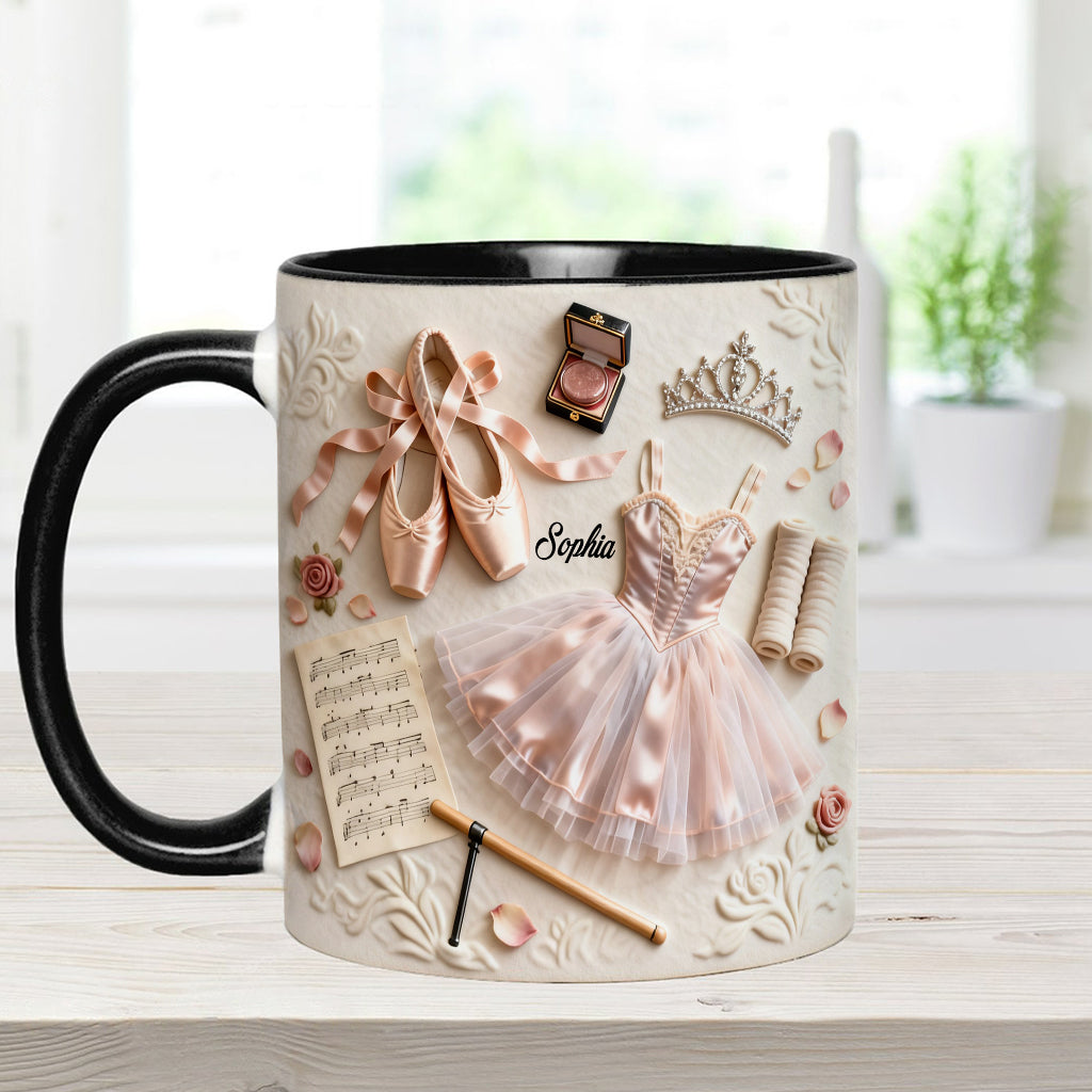Liebe zum Ballett – Personalisierte Tasse und Untersetzer mit Ballettmotiv