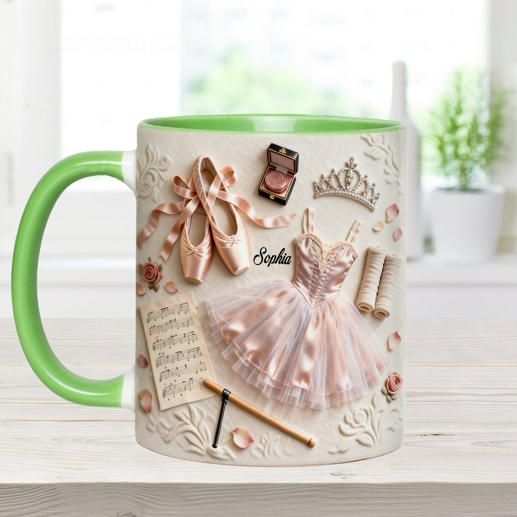 Liebe zum Ballett – Personalisierte Tasse und Untersetzer mit Ballettmotiv