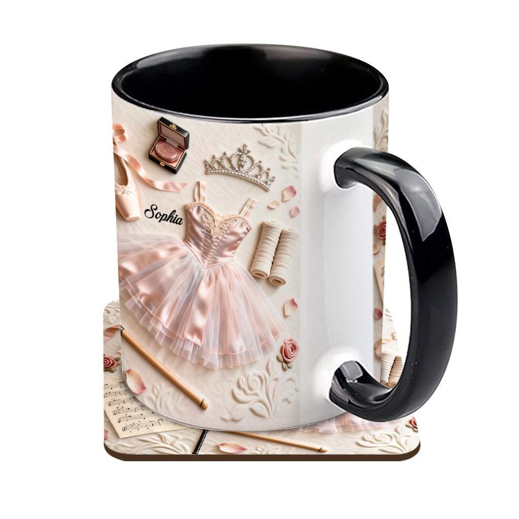 Liebe zum Ballett – Personalisierte Tasse und Untersetzer mit Ballettmotiv